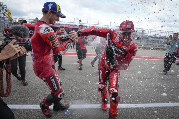 Races of MotoGP Liqui Moly Motorrad Grand Prix Deutschland at Sachsenring Circuit. July 13 2025 In picture: Marc Marquez and Francesco Bagnaia Carreras del Gran Premio Liqui Moly Motorrad de MotoGP de Alemania en el Circuito de Sachsenring, 13 de Julio de 2025 POOL MotoGP.com Cordon Press Images will be for editorial use only. Mandatory credit: MotoGP.com Cordon Press Cordon Press Cordon Press Cordon Press 