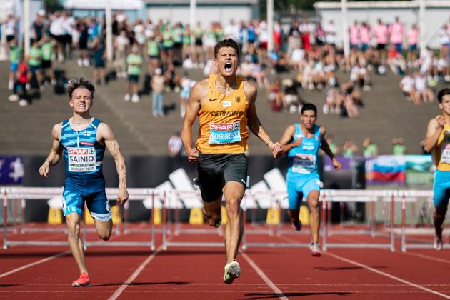 Owe Fischer-Breiholz (Koenigsteiner LV, 400m Huerden Maenner), NOR, Leichtathletik, Athletics, European Athletics U23 Championships 2025, Leichtathletik U23 Europameisterschaft, Bergen, 19.07.2025, NOR, Leichtathletik, Athletics, European Athletics U23 Championships 2025, Leichtathletik U23 Europameisterschaft, Bergen, 19.07.2025 Bergen Copyright: xStefanxMayerx EP_SMR