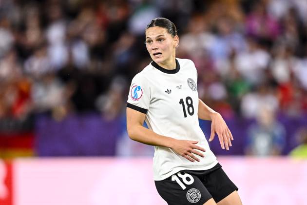 Giovanna Hoffmann (Germany) Looks on during the UEFA Women s EURO 2025 Semi-Final match between Germany and Spain at Stadion Letzigrund on July 23, 2025 in Zurich, Switzerland. (Photo by Harry Langer DeFodi Images)