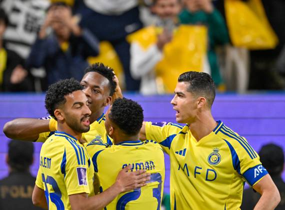 Al-Nassr v Esteghlal - AFC Champions League RIYADH, SAUDI ARABIA - MARCH 10: Jhon Duran of Al-Nassr celebrates with his teammates after a goal during AFC Champions League Elite football match between Al-Nassr and Esteghlal at Al-Awwal Park in Riyadh, Saudi Arabia on March 10, 2025. Riyad Suudi Arabistan. Editorial use only. Please get in touch for any other usage. Copyright: x2025xAnadoluxMohammedxSaadx