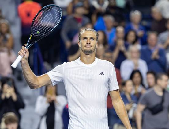 (250801) -- TORONTO, Aug. 1, 2025 -- Alexander Zverev of Germany celebrates victory after the third round of the men s singles match between Alexander Zverev of Germany and Matteo Arnaldi of Italy at the 2025 National Bank Open tennis tournament in Toronto, Canada, July 31, 2025. (Photo by Xinhua) (SP)CANADA-TORONTO-TENNIS-NATIONAL BANK OPEN-MEN S SINGLES ZouxZheng 