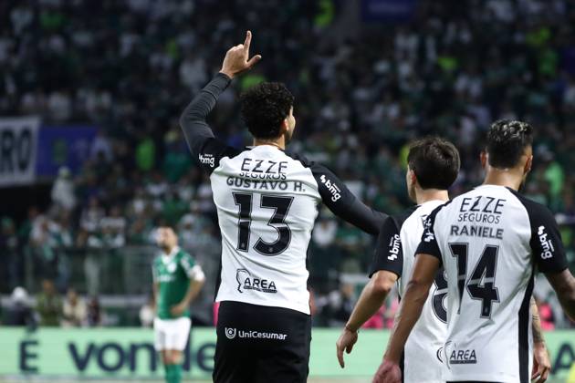 Palmeiras and Corinthians in the round of 16 of the Copa do Brasil Gustavo Henrique of Corinthians celebrates his goal during the match against Palmeiras in the second leg of the round of 16 of the Copa do Brasil, at Allianz Parque, west of Sao Paulo, this Wednesday, the 6th. SoO PAULO SoO PAULO BRAZIL Copyright: xMarinaxUezimax