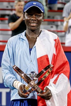 Victoria Mboko ( Canada ) apres son premier sacre de sa carriere au tournoi WTA, Tennis Damen Masters 1000 de MontrÃ al au court central IGA face Ã Naomi Osaka ( Japon ). TENNIS WTA 1000 NATIONAL BANK OPEN 2025 FINALE MBOKO OSAKA IGA STADIUM MONTREAL CANADA 07 08 2025 Montassar Yazidi PRESSE SPORTS MONTREAL IGA STADIUM Canada GermanyxJapanxUKxFrancexBelgiumxOUT Copyright: xMontassarxYazidi PRESSExSPORTSx