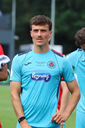 17.08.2025, xsscx, Fuflball, DFB-Pokal 1. Runde, Viktoria KËÜln - SC Paderborn 07, Sportpark HËÜhenberg Saison 2025 2026: Leonhard Louis M¸nst (Viktoria KËÜln 5) NRW Deutschland DFB regulations prohibit any use of photographs as image sequences and or quasi-video. Nordrhein-Westfalen Deutschland