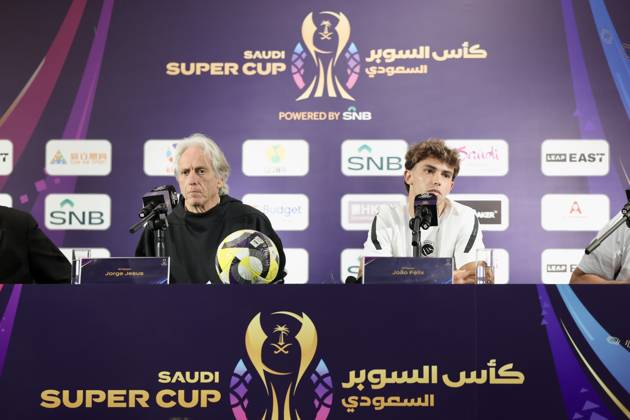HONG KONG, CHINA - AUGUST 18: Joao Felix of Al Nassr (R) and Jorge Jesus, head coach of Al Nassr (L) meet media during the Saudi Super Cup pre-match press conference, PK, Pressekonferenz at JW Marriott on August 18, 2025 in Hong Kong, China.  Copyright: xVCGx 111585587988