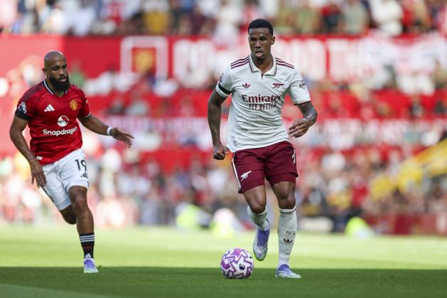Manchester United, ManU FC v Arsenal FC, English Premier League Arsenal defender Gabriel (6) during the Manchester United FC v Arsenal FC English Premier League match at Old Trafford, Manchester, England, United Kingdom on 17 August 2025 Credit: Phil Duncan Every Second Media Editorial use only. All images are copyright Every Second Media Limited. No images may be reproduced without prior permission. All rights reserved. Premier League and Football League images are subject to licensing agreements with Football DataCo Limited. see https: www.football-dataco.com Copyright: xIMAGO EveryxSecondxMediax ESM-1556-0168 PhilxDuncanx xEveryxSecondxMediax