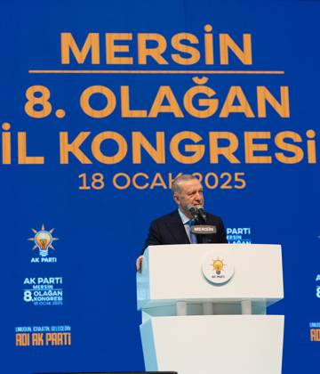 Turkish President Recep Tayyip Erdogan MERSIN, TURIYE - JANUARY 18: Turkish President and leader of the Justice and Development (AK) Party Recep Tayyip Erdogan makes a speech during the AK Party’s 8th Ordinary Provincial Congress at Servet Tazegul Sports Hall in Mersin, Turkiye on January 18, 2025. Mersin Turkey. Editorial use only. Please get in touch for any other usage. Copyright: x2025xAnadoluxEminxSansarx