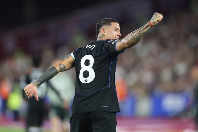 Sport Bilder des Tages London, England, August 22nd 2025: Enzo Fernandez of Chelsea celebrates after scoring during the Premier League match between West Ham United and Chelsea at London Stadium in London, England (Photo by Alexander Canillas Sports Press Photo SPP) (Alexander Canillas SPP) Copyright: xAlexanderxCanillas SPPx spp-en-AlCa-9U2A8787