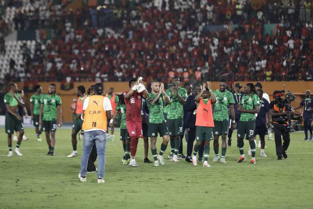 Nigeria v Angola - Africa Cup of Nations ABIDJAN, IVORY COAST - FEBRUARY 02: Players of Nigeria celebrate victory after the Africa Cup of Nations quarterfinal match between Nigeria and Angola at Felix Houphouet Boigny Stadium in Abidjan, Ivory Coast on February 02, 2024. Côte d Ivoire World. Editorial use only. Please get in touch for any other usage. Copyright: x2025xAnadoluxYvanxGabonx