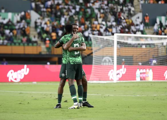 Nigeria v Angola - Africa Cup of Nations ABIDJAN, IVORY COAST - FEBRUARY 02: Players of Nigeria celebrate after a goal during the Africa Cup of Nations quarterfinal match between Nigeria and Angola at Felix Houphouet Boigny Stadium in Abidjan, Ivory Coast on February 02, 2024. Côte d Ivoire World. Editorial use only. Please get in touch for any other usage. Copyright: x2025xAnadoluxYvanxGabonx