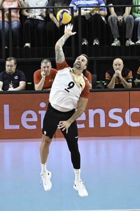VB, Weltmeisterschaft, Testspiel. Deutschland vs. Belgien 22.08.2025, LKH Arena, Lueneburg, VB, Weltmeisterschaft, Testspiel. Deutschland vs. Belgien im Bild Einzelaktion Hochformat Georg Grozer (GER 09)
