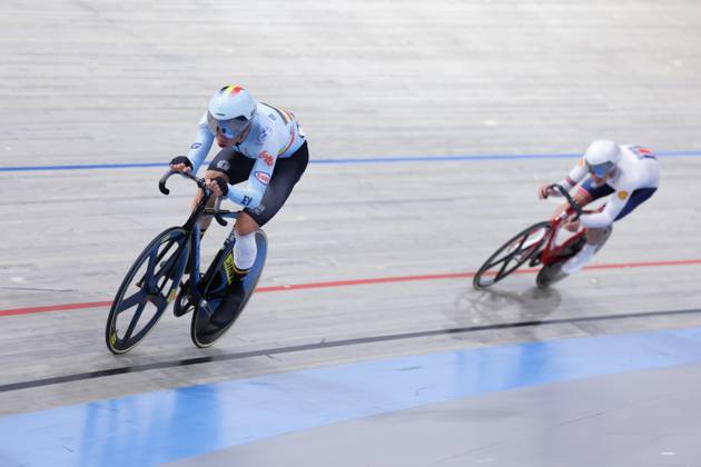 2025 UCI Junior Track World Championships Picture by Alex Whitehead SWpix.com - 23 08 2025 - Cycling - 2025 UCI Junior Track World Championships - Omnisport, Apeldoorn, Netherlands - Men Omnium Points Race - Witse Bertels (Belgium) Copyright: x xSWpix.comx(t axPhotographyxHubxLtd)xAlexxWhitehead SWpix.comx SWP-3030-1040
