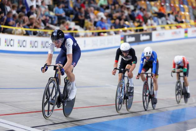 2025 UCI Junior Track World Championships Picture by Alex Whitehead SWpix.com - 23 08 2025 - Cycling - 2025 UCI Junior Track World Championships - Omnisport, Apeldoorn, Netherlands - Men Omnium Points Race - Luc Royer (France) Copyright: x xSWpix.comx(t axPhotographyxHubxLtd)xAlexxWhitehead SWpix.comx SWP-3030-1041
