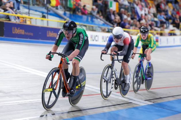 2025 UCI Junior Track World Championships Picture by Alex Whitehead SWpix.com - 23 08 2025 - Cycling - 2025 UCI Junior Track World Championships - Omnisport, Apeldoorn, Netherlands - Men Omnium Points Race - George Sevastopulo (Ireland) Copyright: x xSWpix.comx(t axPhotographyxHubxLtd)xAlexxWhitehead SWpix.comx SWP-3030-1042