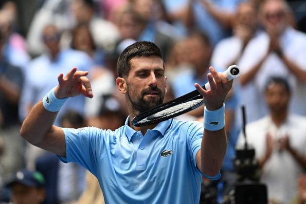 (250828) -- NEW YORK, Aug. 28, 2025 -- Novak Djokovic of Serbia celebrates after winning the men s singles second round match against Zachary Svajda of the United States at the 2025 US Open tennis championships in New York, the United States, on Aug. 27, 2025. ) (SP)U.S.-NEW YORK-TENNIS-US OPEN-MEN S SINGLES LixRui 