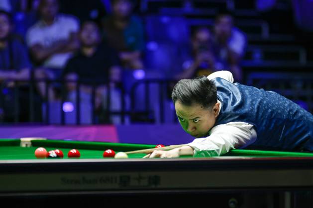 WUHAN, CHINA - AUGUST 29: Xiao Guodong of China plays a shot in the Semifinal match against Mark J Williams of Wales on day 6 of the 2025 Wuhan Open at Optics Valley Gymnasium of HUST on August 29, 2025 in Wuhan, Hubei Province of China. Copyright: xTaixChengzhex 111587654951