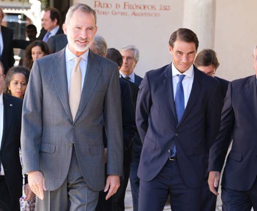 September 20, 2022, Madrid, Spain: King Felipe VI of Spain and tennis player Rafael Nadal seen during the delivery of the Camino Real Award on its fifth edition, at the auditorium of the University of Alcala, in Alcala de Henares, Madrid. The Camino Real award has been granted by the Franklin Institute of the University of Alcala, which recognizes the professional work of Spaniards who in an outstanding and exemplary way project and enhance the positive image of Spain in the United States. The projection of the image of Spain in North America by the tennis player, means his triumph in the US Open (2019), as well as in previous editions of 2010, 2013, 2017 and in other tournaments played in North America. Copyright: xAtilanoxGarciax