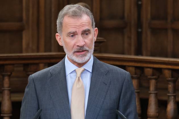 September 20, 2022, Madrid, Spain: King Felipe VI of Spain seen during the delivery of the Camino Real Award on its fifth edition at the auditorium of the University of Alcala, in Alcala de Henares, Madrid. The Camino Real award has been granted by the Franklin Institute of the University of Alcala, which recognizes the professional work of Spaniards who in an outstanding and exemplary way project and enhance the positive image of Spain in the United States. The projection of the image of Spain in North America by the tennis player, means his triumph in the US Open (2019), as well as in previous editions of 2010, 2013, 2017 and in other tournaments played in North America. Copyright: xAtilanoxGarciax