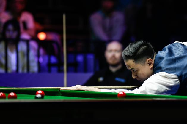 WUHAN, CHINA - AUGUST 30: Xiao Guodong of China plays a shot in the Final match against Gary Wilson of England on day 7 of the 2025 Wuhan Open at Optics Valley Gymnasium of HUST on August 30, 2025 in Wuhan, Hubei Province of China. Copyright: xTaixChengzhex 111587868019