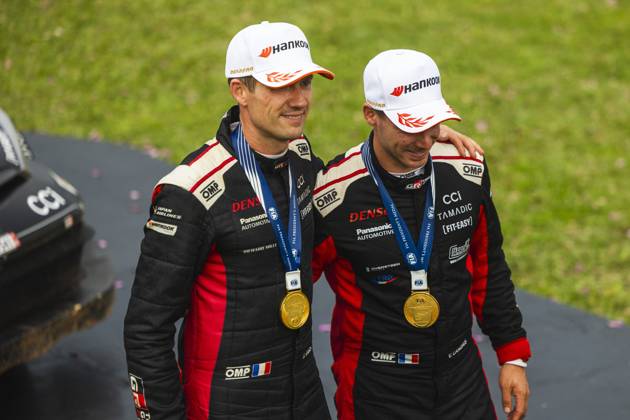 AUTO - WRC, Motorsport Rallye, WM - RALLY DEL PARAGUAY 2025 OGIER Sebastien, Toyota GR Yaris Rally1, portrait, LANDAIS Vincent, Toyota GR Yaris Rally1, portrait, podium, portrait during the 2025 Rally del Paraguay, 10th round of the 2025 WRC World Rally Car Championship, from August 28 to 31, 2025 at Encarnacion, Itapua, Paraguay - EncarnacionParaguay Copyright: xNikosxKatikisx