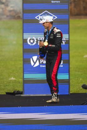 AUTO - WRC, Motorsport Rallye, WM - RALLY DEL PARAGUAY 2025 OGIER Sebastien, Toyota GR Yaris Rally1, portrait, podium, portrait during the 2025 Rally del Paraguay, 10th round of the 2025 WRC World Rally Car Championship, from August 28 to 31, 2025 at Encarnacion, Itapua, Paraguay - EncarnacionParaguay Copyright: xNikosxKatikisx