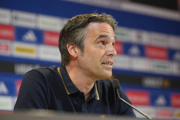 Football : press conference, PK, Pressekonferenz Olympique Lyonnais 03 09 202 Michael Gerlinger, general manager of Olympique Lyonnais, during the press conference at the Groupama Stadium in Decines-Charpieu, September 3, 2025  Copyright: xALLILI_MOURADx
