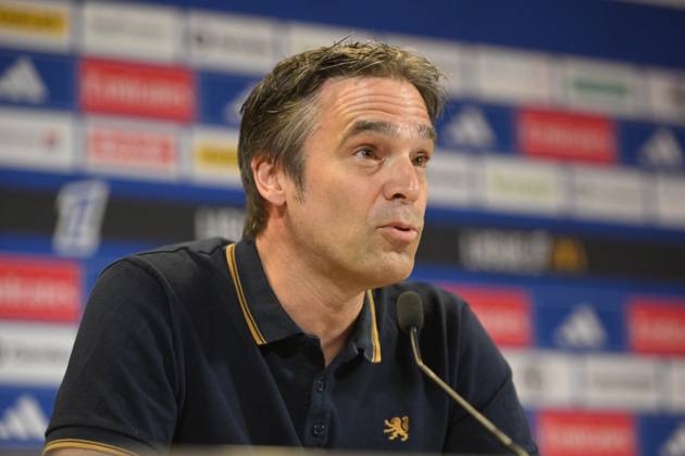 Football : press conference, PK, Pressekonferenz Olympique Lyonnais 03 09 202 Michael Gerlinger, general manager of Olympique Lyonnais, during the press conference at the Groupama Stadium in Decines-Charpieu, September 3, 2025  Copyright: xALLILI_MOURADx