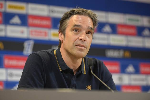 Football : press conference, PK, Pressekonferenz Olympique Lyonnais 03 09 202 Michael Gerlinger, general manager of Olympique Lyonnais, during the press conference at the Groupama Stadium in Decines-Charpieu, September 3, 2025  Copyright: xALLILI_MOURADx