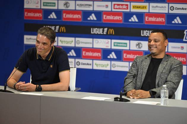 Football : press conference, PK, Pressekonferenz Olympique Lyonnais 03 09 202 Mathieu Louis-Jean, Director of Recruitment and Michael Gerlinger, general manager of Olympique Lyonnais, during the press conference at the Groupama Stadium in Decines-Charpieu, September 3, 2025  Copyright: xALLILI_MOURADx