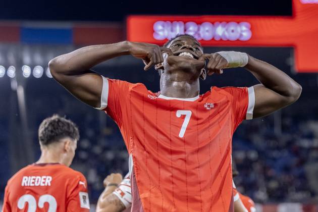Basel, Switzerland, September 05st 2025: Goalscorer Breel Embolo (7 SUI) during the European Qualifiers match between Switzerland and Kosovo Group B at St. Jakob-Park in Basel, Switzerland. Philipp Kresnik (Philipp Kresnik SPP) Copyright: xPhilippxKresnikx xSPPx spp-en-PhKrSp-_KRE1405-Verbessert-RR