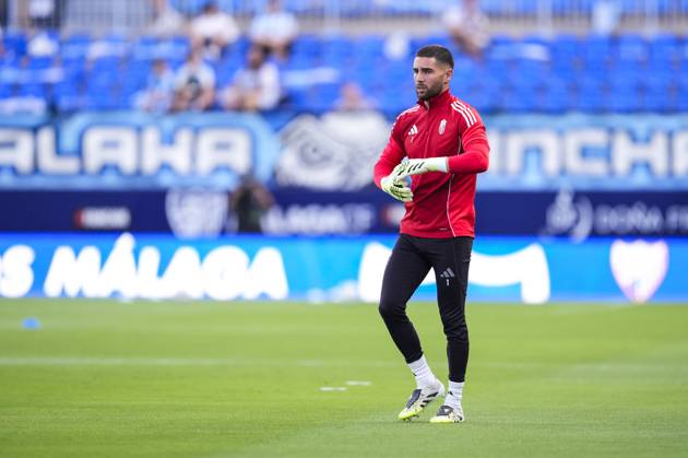 September 6, 2025, Malaga, Malaga, SPAIN: Luca Zidane of Granada CF warms up during the Spanish league, LaLiga Hypermotion, football match played between Malaga CF and Granada CF at La Rosaleda stadium on September 6, 2025, in Malaga, Spain. Malaga SPAIN - ZUMAa181 20250906_zaa_a181_097 Copyright: xJoaquinxCorcherox