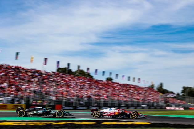 F1 - ITALIAN GRAND PRIX 2025 16 LECLERC Charles (mco), Scuderia Ferrari SF-25, action 63 RUSSELL George (gbr), Mercedes AMG F1 Team W16, action during the 2025 Formula 1 Pirelli Grand Premio d™Italia, 2025 Italian Grand Prix, 16th round of the 2025 FIA Formula One World Championship, WM, Weltmeisterschaft from September 5 to 7, 2025 on the Autodromo Nazionale Monza, in Monza, Italy - MonzaItaly Copyright: xGERMAINxHAZARDx