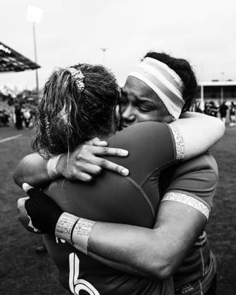 2025 Women s Rugby World Cup Quarter-Final, Sandy Park, Exeter, England 14 9 2025 France vs Ireland Ireland s Fiona Tuite with Eimear Corri-Fallon dejected after the game Fiona Tuite with Eimear Corri-Fallon dejected after the game 14 9 2025 Copyright: x INPHO BenxBradyx BB3_7067