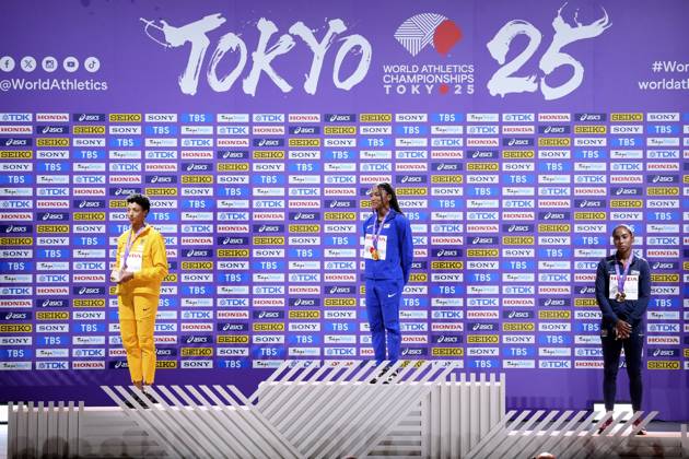 MIHAMBO Malaika Team GER 2.Platz 2.TAG Siegerehrung Weitsprung der Frauen Leichtathletik Weltmeisterschaften 2025 in Tokyo Tokyo am 15.09.2023 Copyright: xLacixPerenyix
