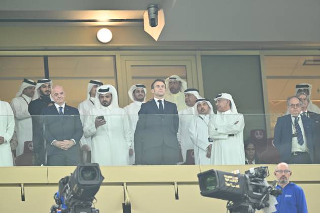Argentina v France: FIFA World Cup, WM, Weltmeisterschaft, Fussball 2022 Final LUSAIL CITY, QATAR - DECEMBER 18: Gianni Infantino, President of FIFA, and French President Emmanuel Macron are seen ahead of the FIFA World Cup Qatar 2022 Final match between Argentina and France at Lusail Stadium on December 18, 2022 in Lusail City, Qatar. Qatar World. Editorial use only. Please get in touch for any other usage. Copyright: x2025xAnadoluxMustafaxYalcınx