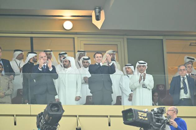 Argentina v France: FIFA World Cup, WM, Weltmeisterschaft, Fussball 2022 Final LUSAIL CITY, QATAR - DECEMBER 18: Gianni Infantino, President of FIFA, and French President Emmanuel Macron are seen ahead of the FIFA World Cup Qatar 2022 Final match between Argentina and France at Lusail Stadium on December 18, 2022 in Lusail City, Qatar. Qatar World. Editorial use only. Please get in touch for any other usage. Copyright: x2025xAnadoluxMustafaxYalcınx