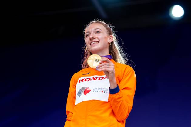 2025-09-20 World Athletics Championships Tokyo 2025 - Day 8 TOKYO, JAPAN - SEPTEMBER 20: Femke Bol of the Netherlands during the podium ceremony after competing during the Women s 400m Hurdles on day eight of the World Athletics Championships Tokyo 2025 at National Stadium on September 20, 2025 in Tokyo, Japan. (Photo by Joris Verwijst BSR Agency) Tokyo Japan Content not available for redistribution in The Netherlands directly or indirectly through any third parties. Copyright: xBSRxAgencyx