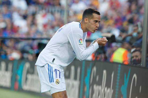 FC Barcelona, Barca v Real Madrid CF - La Liga Santander BARCELONA, SPAIN - OCTOBER 24: Lucas Vazquez of Real Madrid after scoring a goal during the La Liga match between FC Barcelona and Real Madrid at Camp Nou in Barcelona on October 24, 2021 Catalonia Spain. Editorial use only. Please get in touch for any other usage. Copyright: x2025xAnadoluxAdriaxPuigx