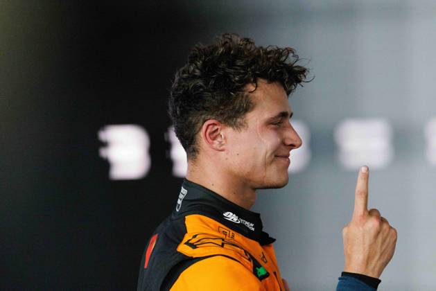 October 5, 2025, Singapore, Singapore: Lando Norris of Great Britain and the McLaren Formula 1 Team celebrates after placing third in the Grand Prix of Singapore at the Marina Bay Street Circuit. Singapore Singapore - ZUMAngap 20251005_aaa_s197_569 Copyright: xGeorgexHitchensx