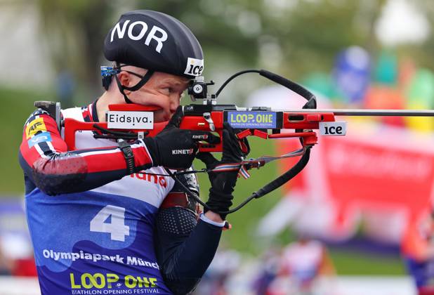 BIATHLON - Loop One Opening Festival MUNICH,GERMANY,19.OCT.25 - BIATHLON - Loop One Opening Festival. Image shows Johannes Dale-Skjevdal (NOR).  GEPAxpictures xThomasxBachun