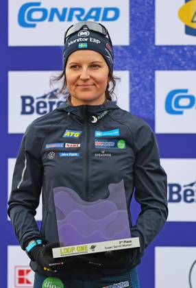 BIATHLON - Loop One Opening Festival MUNICH,GERMANY,19.OCT.25 - BIATHLON - Loop One Opening Festival. Image shows the rejoicing of Johanna Skottheim (SWE).  GEPAxpictures xThomasxBachun