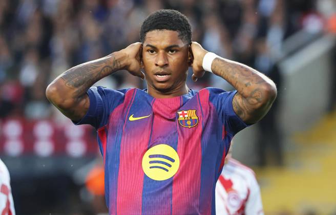 FC Barcelona, Barca v Olympiacos FC - UEFA Champions League 2025 26 League Phase MD3 Marcus Rashford plays during the match between FC Barcelona and Olympiacos FC, corresponding to Matchday 3 of the League phase of the UEFA Champions League, at the Lluis Companys Stadium in Barcelona, Spain, on October 21, 2025. Barcelona Barcelona Spain Copyright: xUrbanandsportx originalFilename:urbanandsport-fcbarcel251021_npHoO