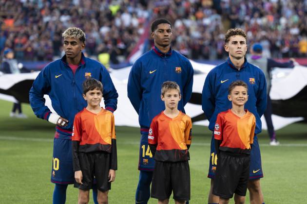 FC Barcelona, Barca v Olympiacos FC - UEFA Champions League 2025 26 League Phase MD3 Lamine Yamal, Marcus Rashford, and Fermin Lopez of FC Barcelona participate in the UEFA Champions League 2025 26 League Phase MD3 match between FC Barcelona and Olympiacos FC at Estadi Olimpic Lluis Companys in Barcelona, Spain, on October 21, 2025. Barcelona Spain Copyright: xRubenxDexLaxRosax originalFilename:delarosa-fcbarcel251021_npEOa