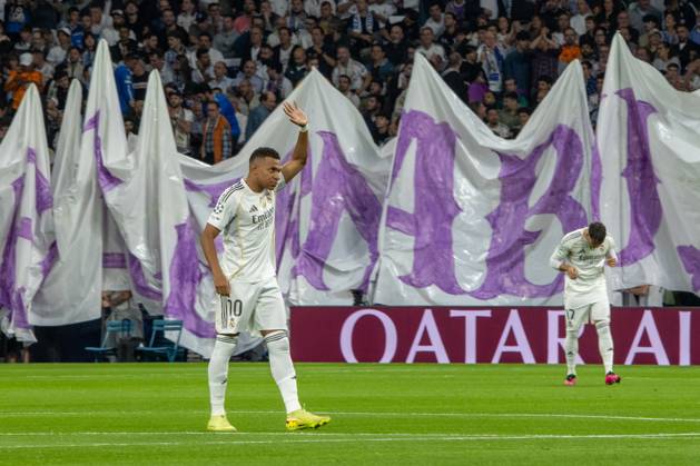 October 22, 2025, Madrid, Spain: Kylian MbappÃ , Real Madrid in action during the UEFA Champions League match between Real Madrid and Juventus at the Santiago Bernabeu Stadium. Final score: Real Madrid 1 Juventus 0 Madrid Spain - ZUMAs197 20251022_aaa_s197_845 Copyright: xDavidxCanalesx
