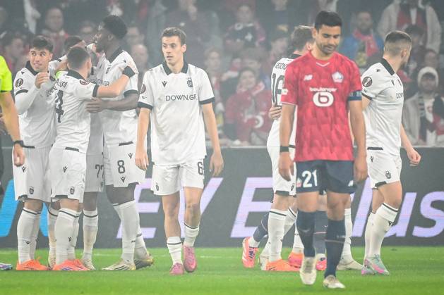 October 23, 2025, Villeneuve-D ascq, France, France: Soualiho MEITE of PAOK celebrate his goal with teammates during the UEFA Europa League, League Phase MD3 match between Lille OSC (LOSC) and PAOK FC at Pierre Mauroy Stadium on October 23, 2025 in Villeneuve-d Ascq near Lille, France. Villeneuve-D ascq France - ZUMAm308 20251023_zsp_m308_004 Copyright: xMatthieuxMirvillex