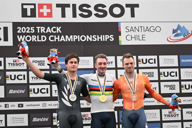 26-10-2025 World Championships Elite Track; Giornata 05; 2025, Lotto; 2025, New Zealand; 2025, Olanda; Viviani, Elia; Stewart, Campbell; Havik, Yoeri; Santiago Del Cile - Velodromo Penalolen;
