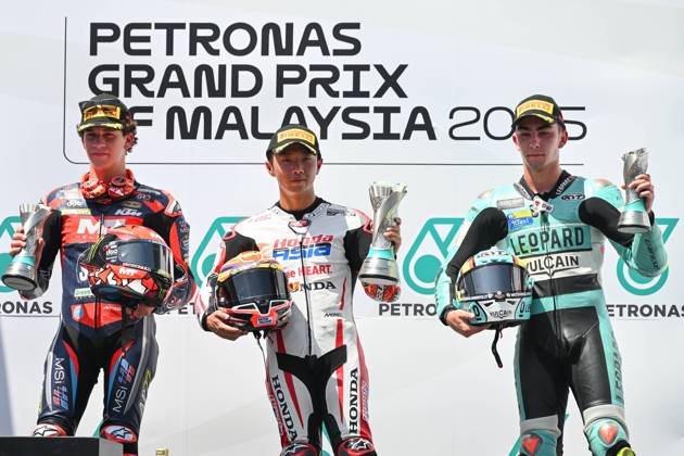Races of Petronas Grand Prix of Malaysia of MotoGP at Sepang Circuit. October 26 2025 In picture: Moto3 Taiyo Furusato , Angel Piqueras and Adrian Fernandez Carreras del Gran Premio de MotoGP de Malasia en el Circuito Internacional de Sepang. 26 de Octubre de 2025 POOL MotoGP.com Cordon Press Images will be for editorial use only. Mandatory credit: MotoGP.com Cordon Press Cordon Press