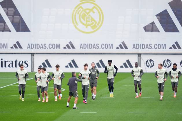 October 31, 2025, Valdebebas, Madrid, Spain: Federico Valverde, Fran Garcia, Brahim Diaz, Gonzalo Garcia, Raul Asencio, Aurelien Tchouameni, Ferland Mendy, Franco Mastantuono and Rodrygo during the training day of Real Madrid ahead the Spanish League, LaLiga EA Sports, football match against Valencia CF at Ciudad Deportiva Real Madrid on October 31, 2025, in Valdebebas, Madrid, Spain. Valdebebas Spain - ZUMAa181 20251031_zaa_a181_037 Copyright: xDennisxAgyemanx