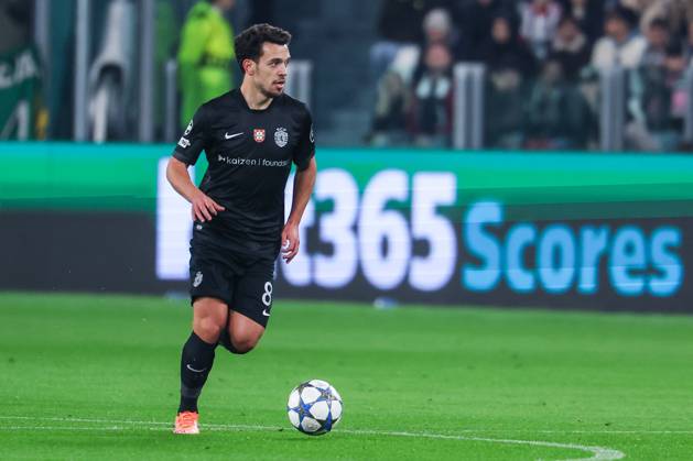 Pedro Goncalves of Sporting CP seen in action during UEFA Champions League 2025 26 League Phase - Matchday 4 football match between Juventus FC and Sporting CP at Allianz Stadium in Turin Italy on 04 November 2025. Turin Allianz Stadium Turin Italy Copyright: xEPhotopressx SP24-1280-035