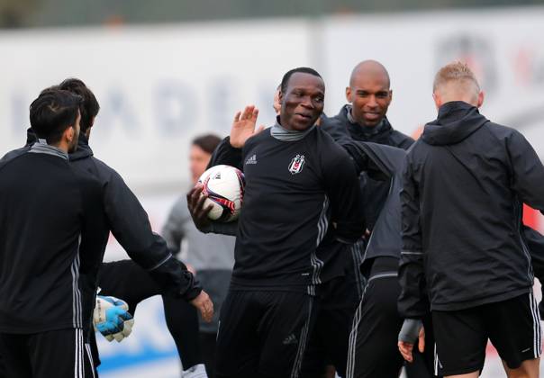 Besiktas training session ahead of UEFA Europa League match ISTANBUL, TURKEY - FEBRUARY 22: Vincent Aboubakar (C) of Besiktas attends a training session ahead of UEFA Europa League Round of 32 match between Besiktas and Hapoel Beer-Sheva at Nevzat Demir Facilities in Istanbul, Turkey on February 22, 2017. Istanbul Turkey. Editorial use only. Please get in touch for any other usage.  Copyright: x2025xAnadoluxMetinxPalax